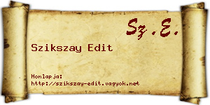 Szikszay Edit névjegykártya